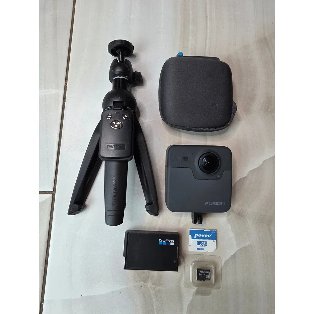 GoPro Fusion 360 Waterproof Action Camera Bundle with Tripod Case 8GB SD Card W3